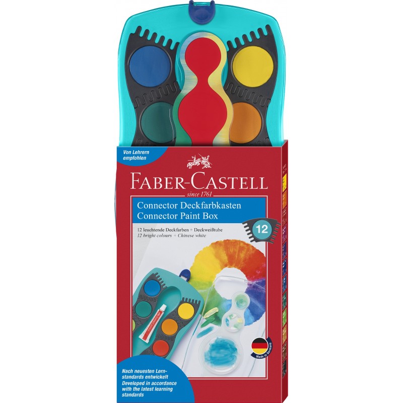 Faber-Castell · Farbkasten CONNECTOR · 12 Farben · inkl. Deckweiß · türkis Faber-Castell · Farbkasten CONNECTOR · 12 Farben · inkl. Deckweiß · türkis