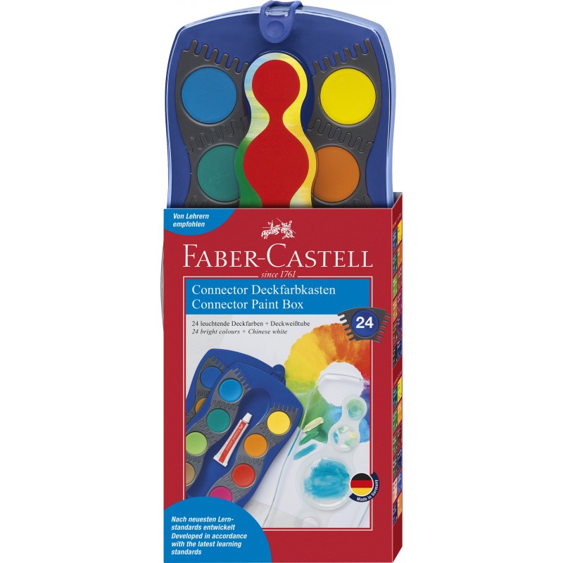 Faber-Castell · Farbkasten CONNECTOR · 24 Farben · inkl. Deckweiß · blau Faber-Castell · Farbkasten CONNECTOR · 24 Farben · inkl. Deckweiß · blau