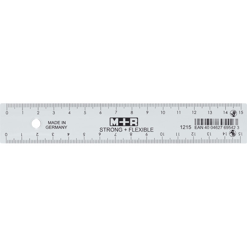 M+R Lineal · kurz · 15 cm · Links-/Rechtshänder geeignet M+R Lineal · kurz · 15 cm · Links-/Rechtshänder geeignet